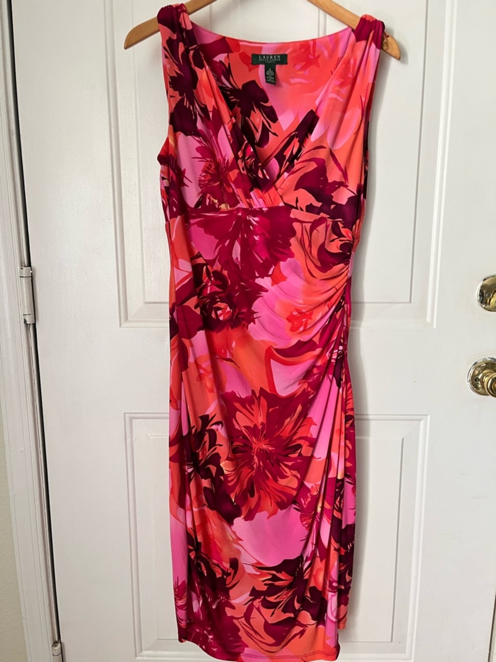Ralph Lauren Pink, Fuchsia & Coral Floral Midi Dress